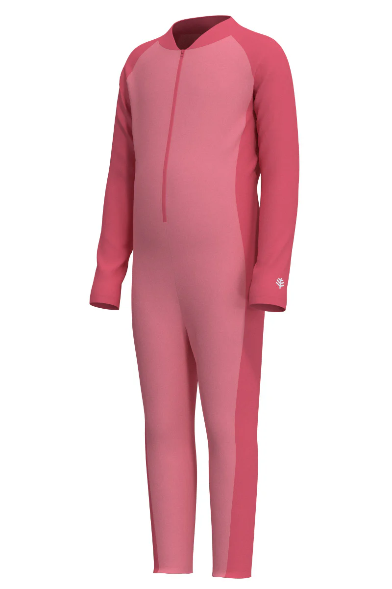 Kid's Barracuda Neck-to-Ankle Swimsuit | Flamingo Pink Colorblock - Image 4