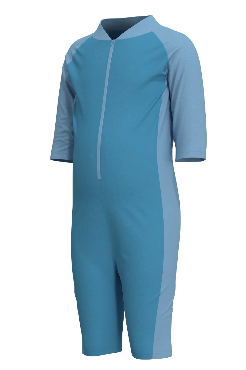 Kid's Barracuda Neck-to-Knee Swimsuit | Arctic Blue Colorblock - Image 2