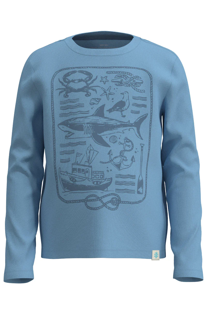 Kid's Coco Plum Everyday Long Sleeve Graphic T-Shirt | Arctic Blue Sea Tales - Image 3