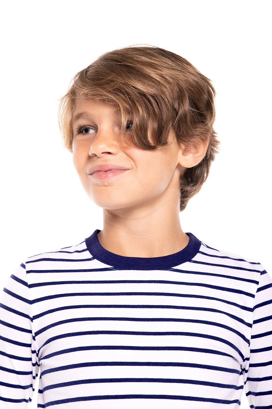 Kid's Coco Plum Everyday Long Sleeve T-Shirt | White/Navy Stripe - Image 4