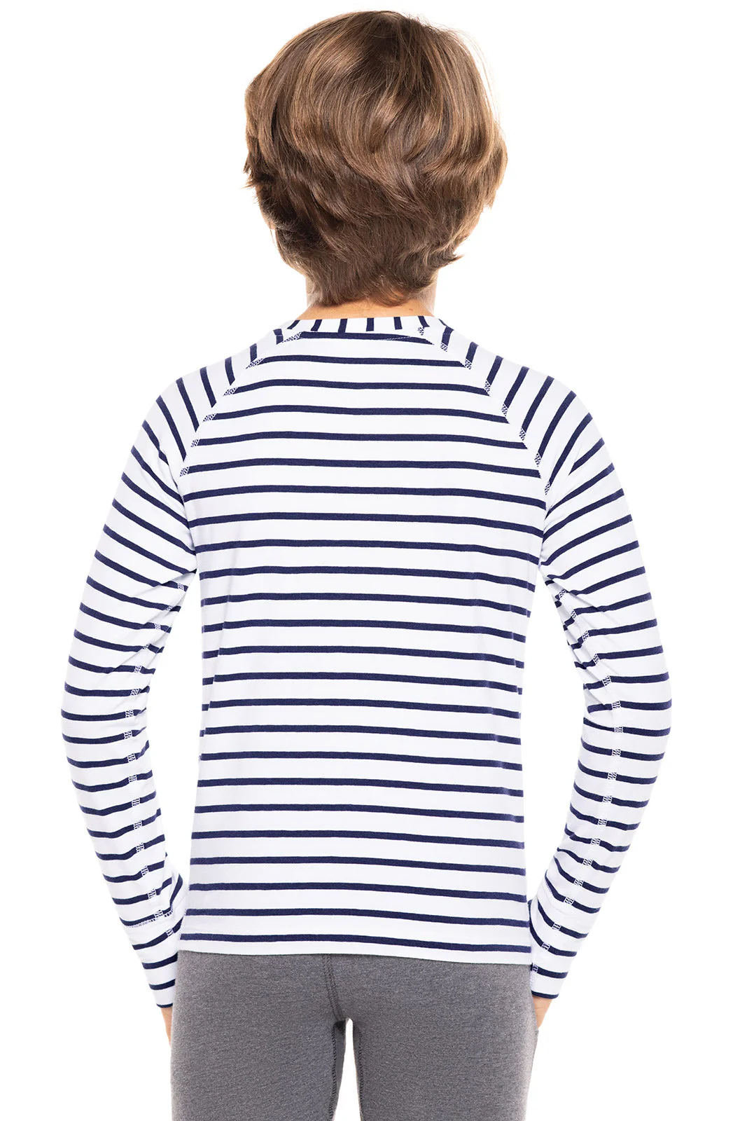 Kid's LumaLeo Long Sleeve T-Shirt | White/Navy Stripe - Image 4
