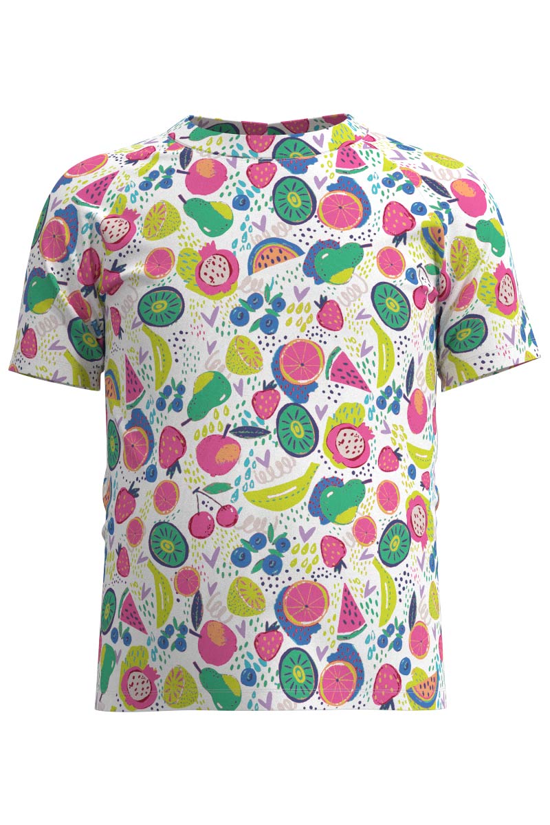 Kid's Sandshark Short Sleeve Surf Shirt | White Fruit Party - Image 3