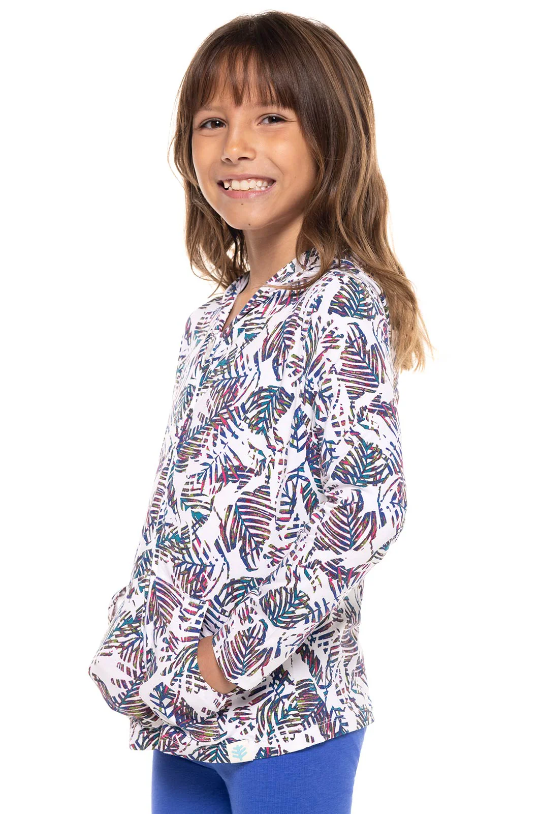 Kid's Seaside Hoodie | Magnolia Pink Beach Leaves - Image 3