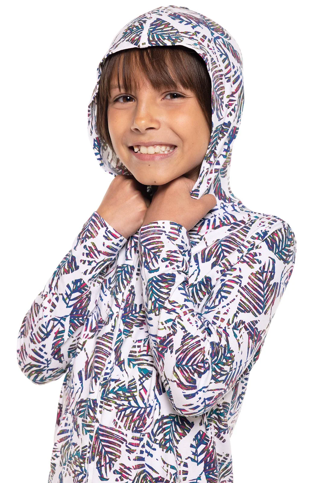 Kid's Seaside Hoodie | Magnolia Pink Beach Leaves - Image 5