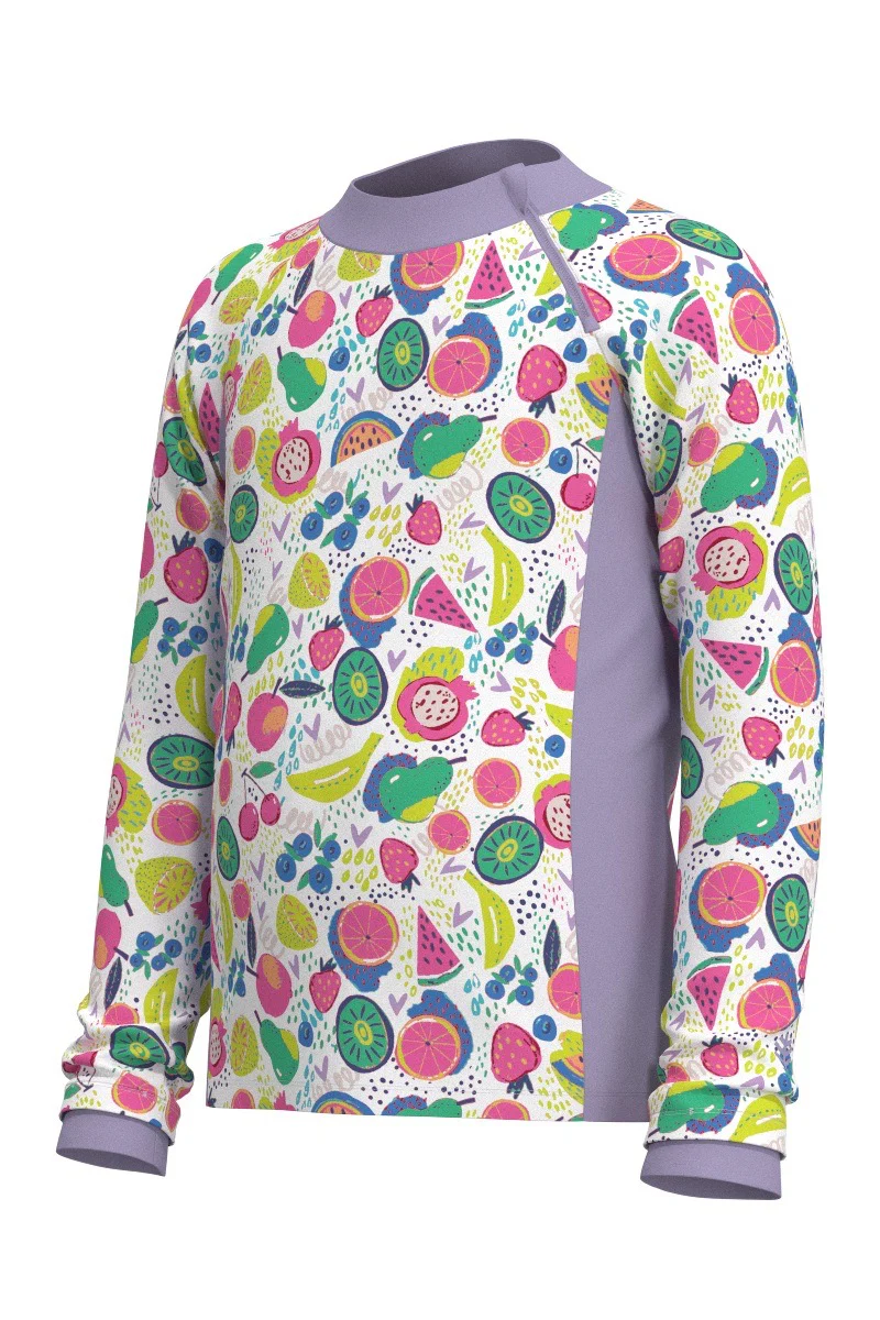 Kid's Wavechaser Zippy Rash Guard | Lavendula Colorblock - Image 2