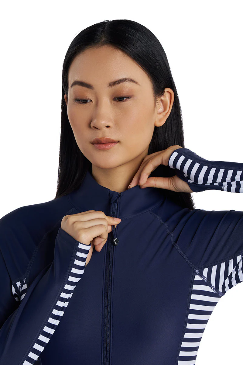 Women's Alana Knee Length Long Sleeve Swimsuit | Navy - Image 12