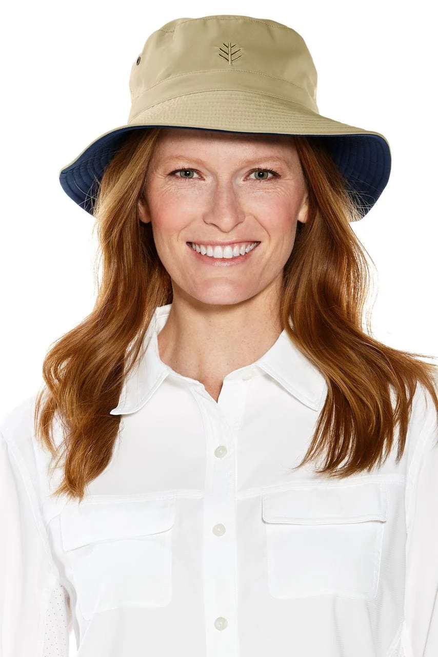 Unisex Landon Reversible Bucket Hat | Tan/Navy - Image 2
