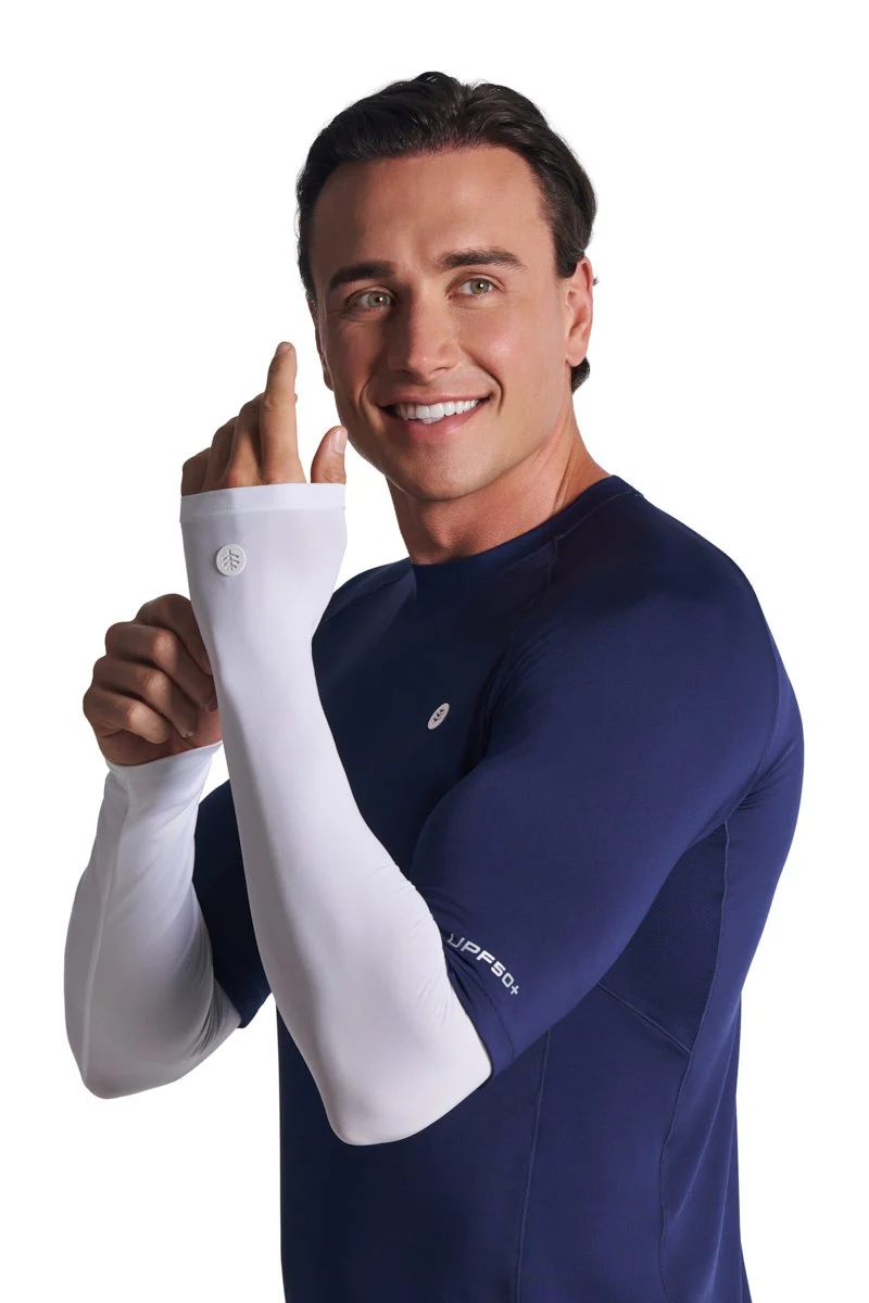 Men's MaxShield Performance Arm Sleeves | White - Image 5