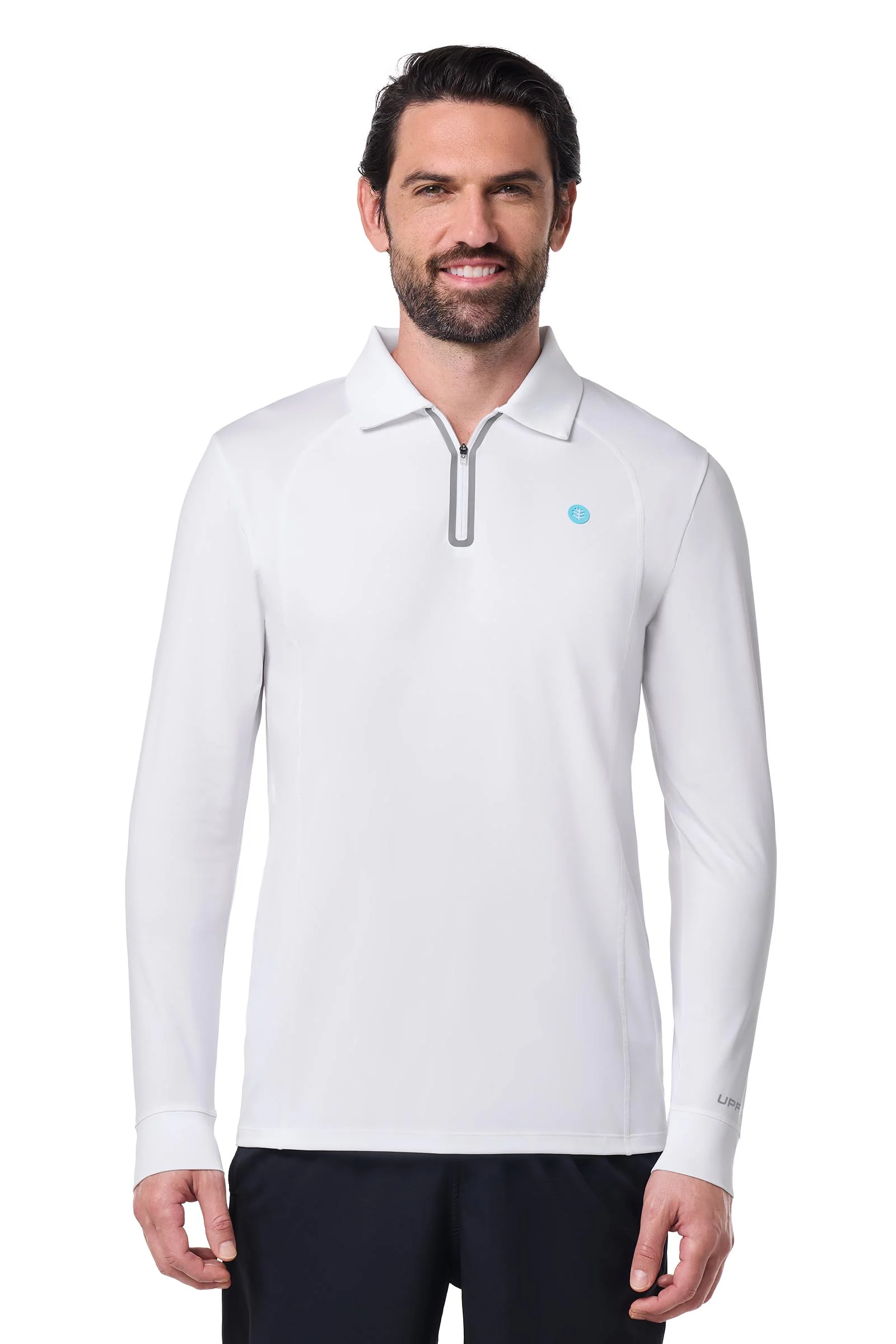 Men's 19th Hole Drive Long Sleeve Golf Polo | White - Image 2