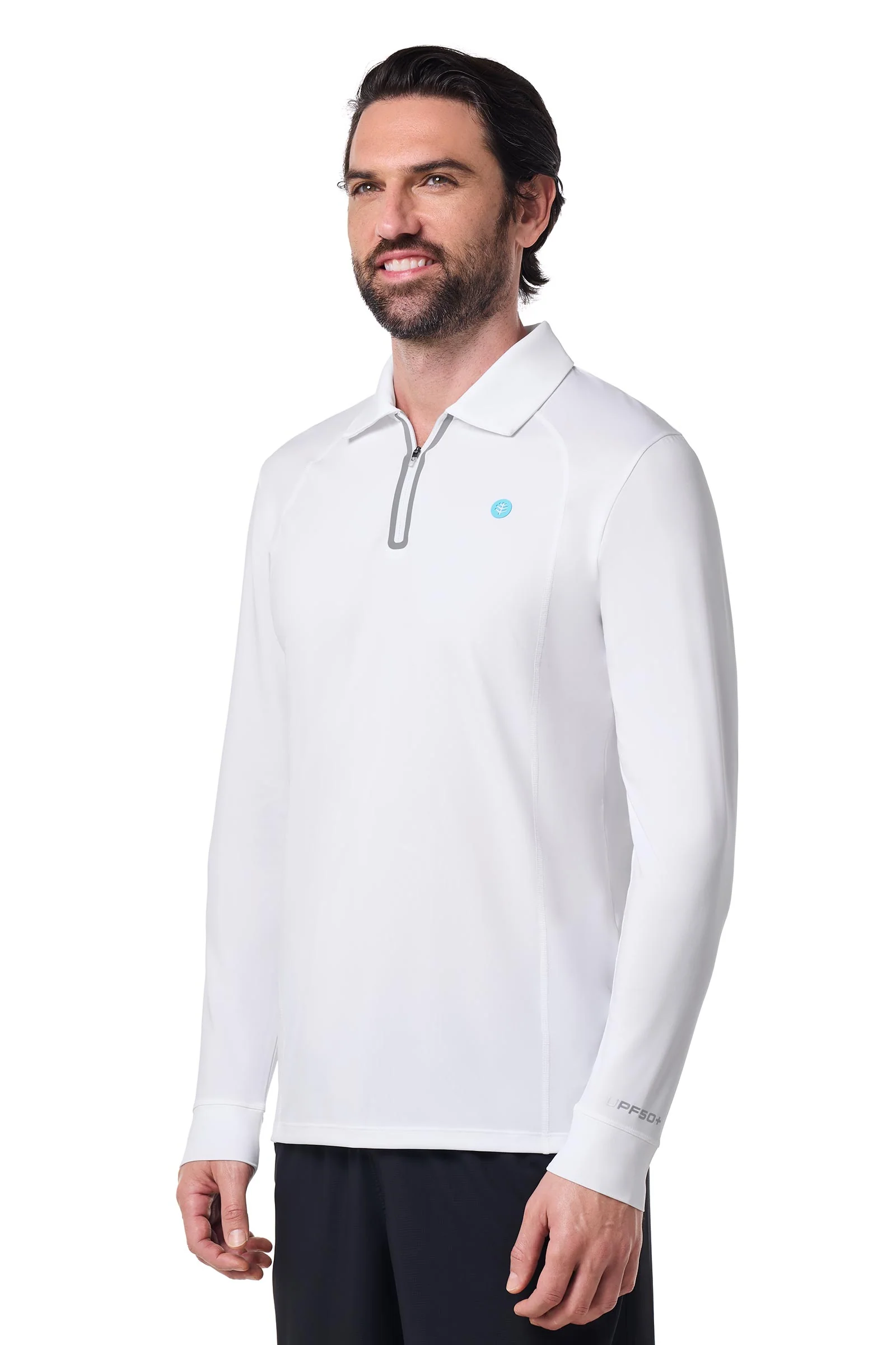 Men's 19th Hole Drive Long Sleeve Golf Polo | White - Image 3