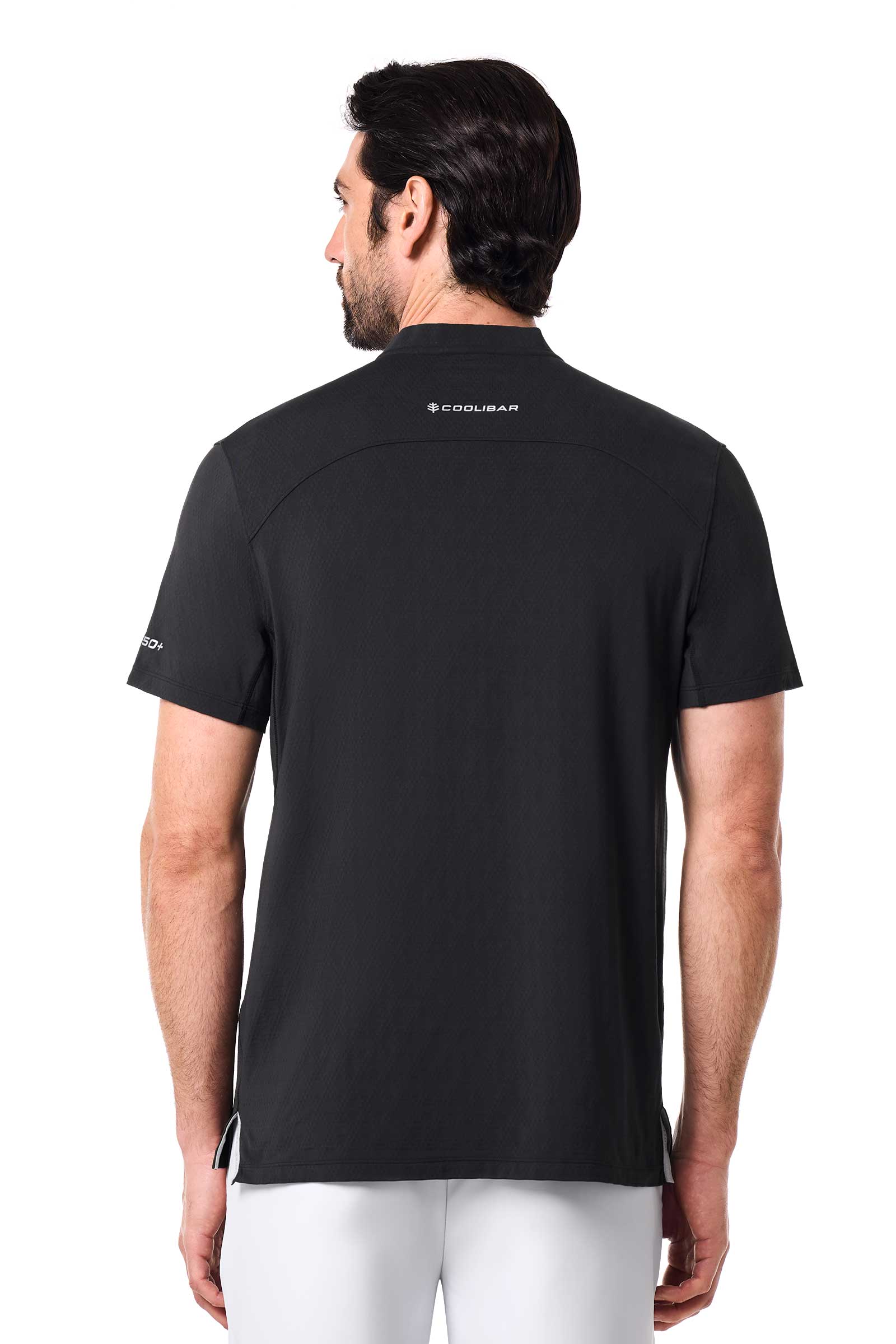 CourtLight Mock Neck Tennis Top | Black Diamond Jacquard - Image 3