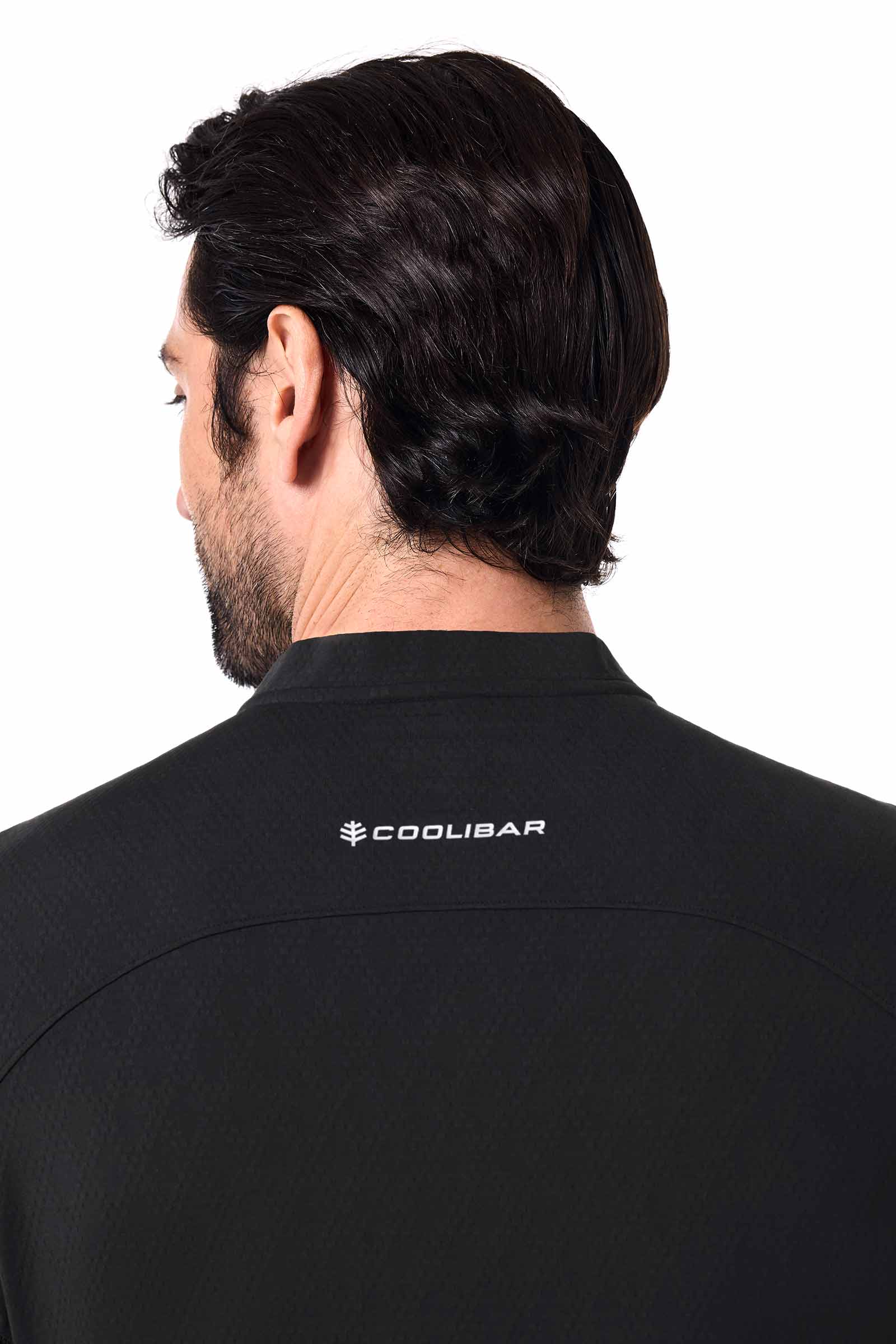 CourtLight Mock Neck Tennis Top | Black Diamond Jacquard - Image 4