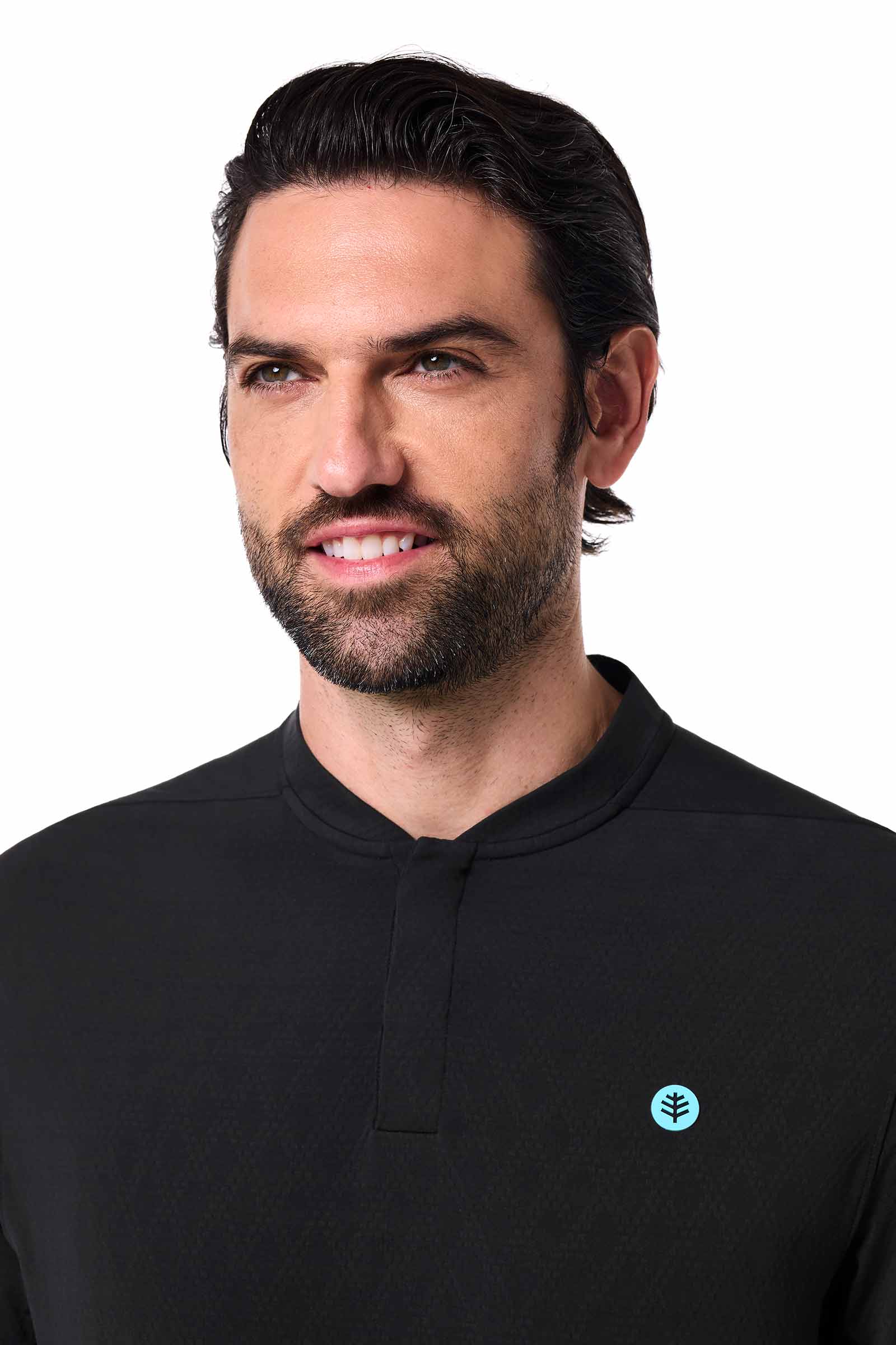 CourtLight Mock Neck Tennis Top | Black Diamond Jacquard - Image 5