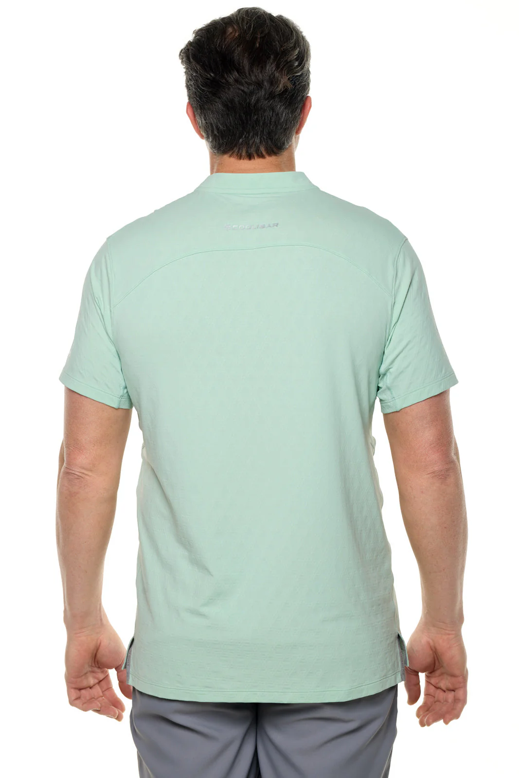 CourtLight Mock Neck Tennis Top | Misty Aqua Diamond Jacquard - Image 2