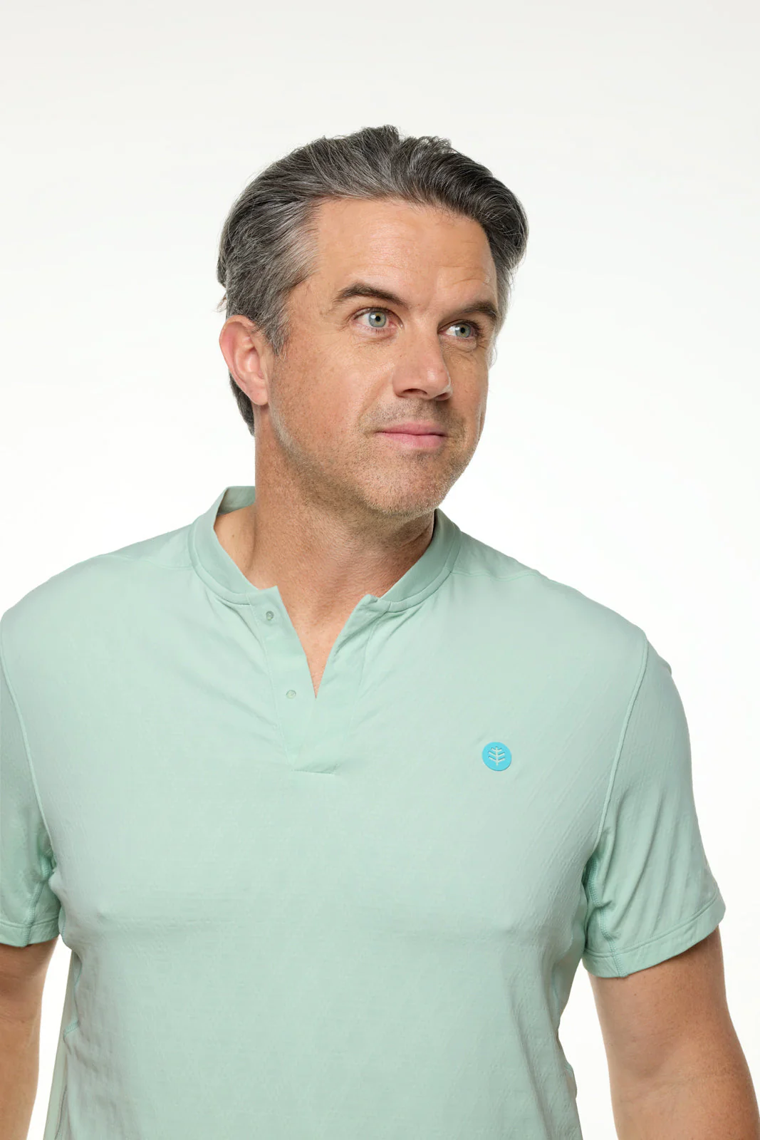 CourtLight Mock Neck Tennis Top | Misty Aqua Diamond Jacquard - Image 3