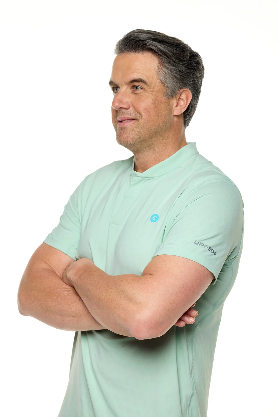 CourtLight Mock Neck Tennis Top | Misty Aqua Diamond Jacquard - Image 4