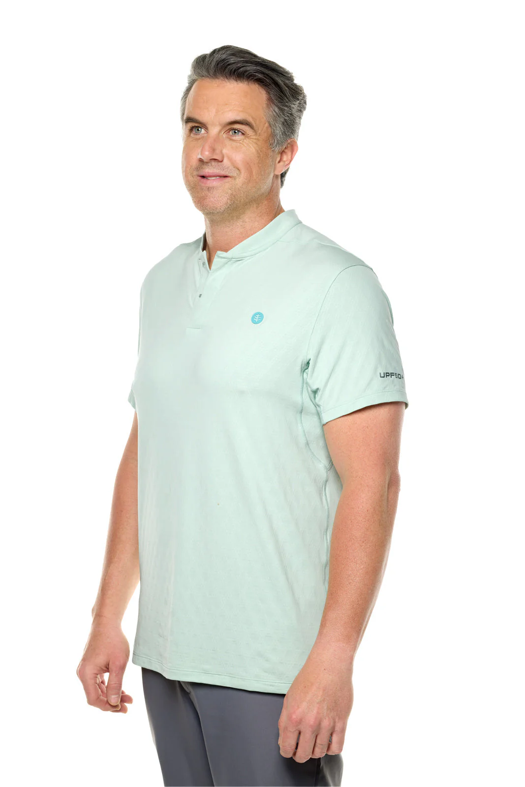 CourtLight Mock Neck Tennis Top | Misty Aqua Diamond Jacquard - Image 5