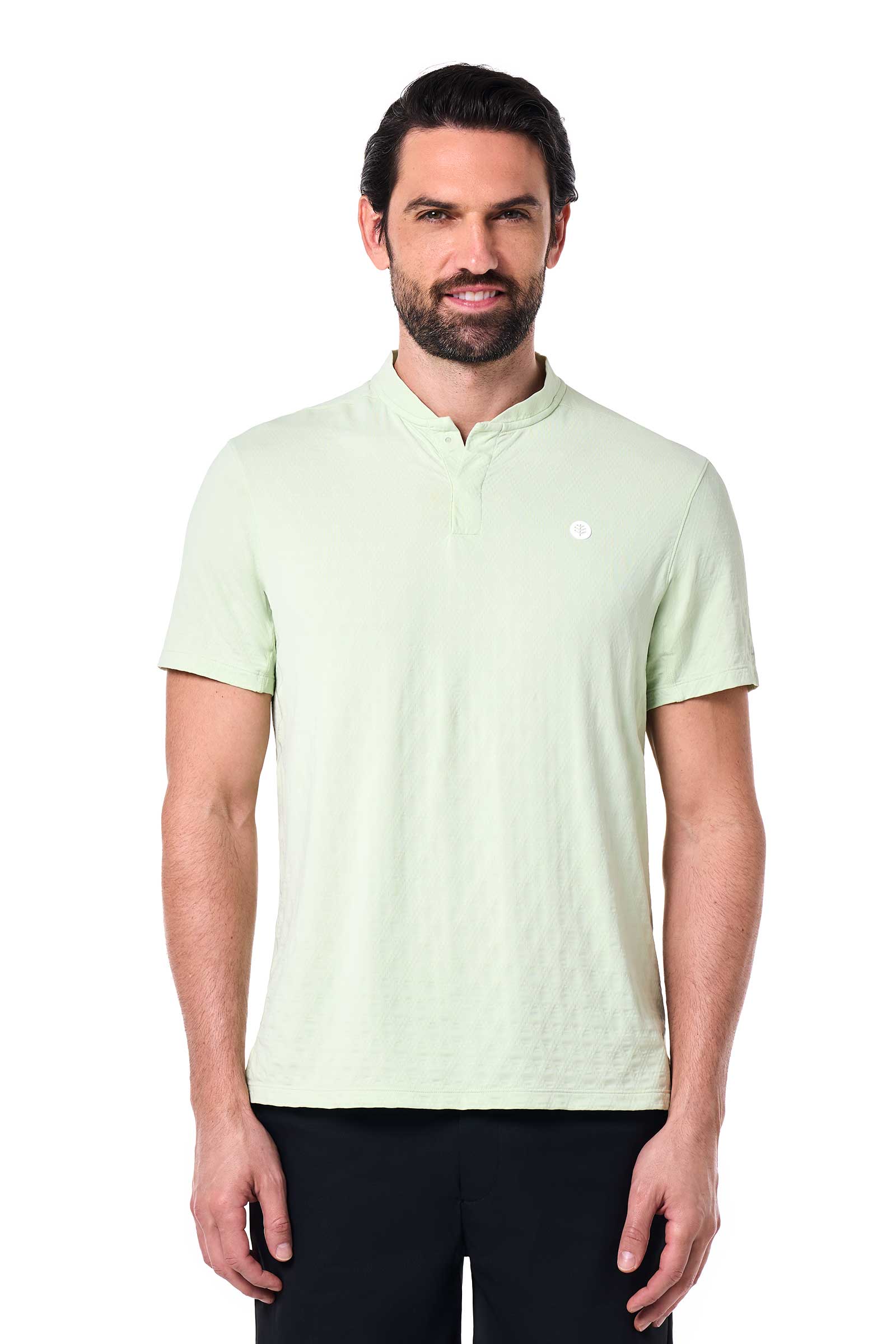 CourtLight Mock Neck Tennis Top | Seedling Diamond Jacquard - Image 2