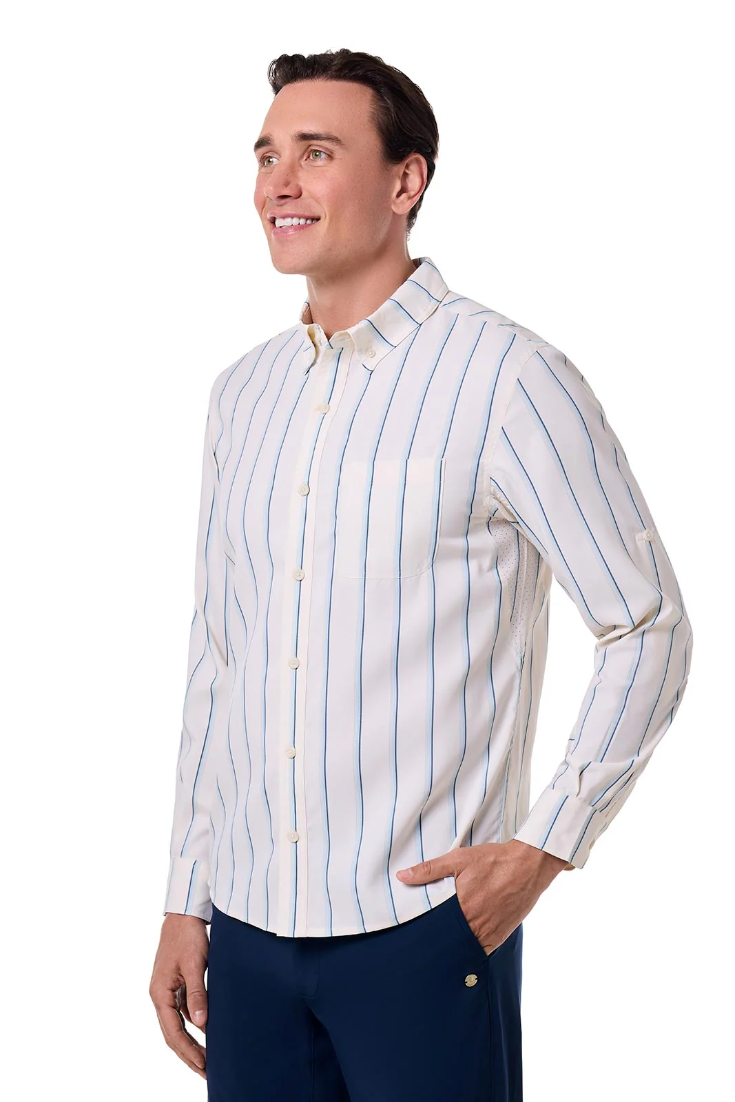 Men's Aricia Long Sleeve Shirt | Pearl/Skyride Stripe - Image 3