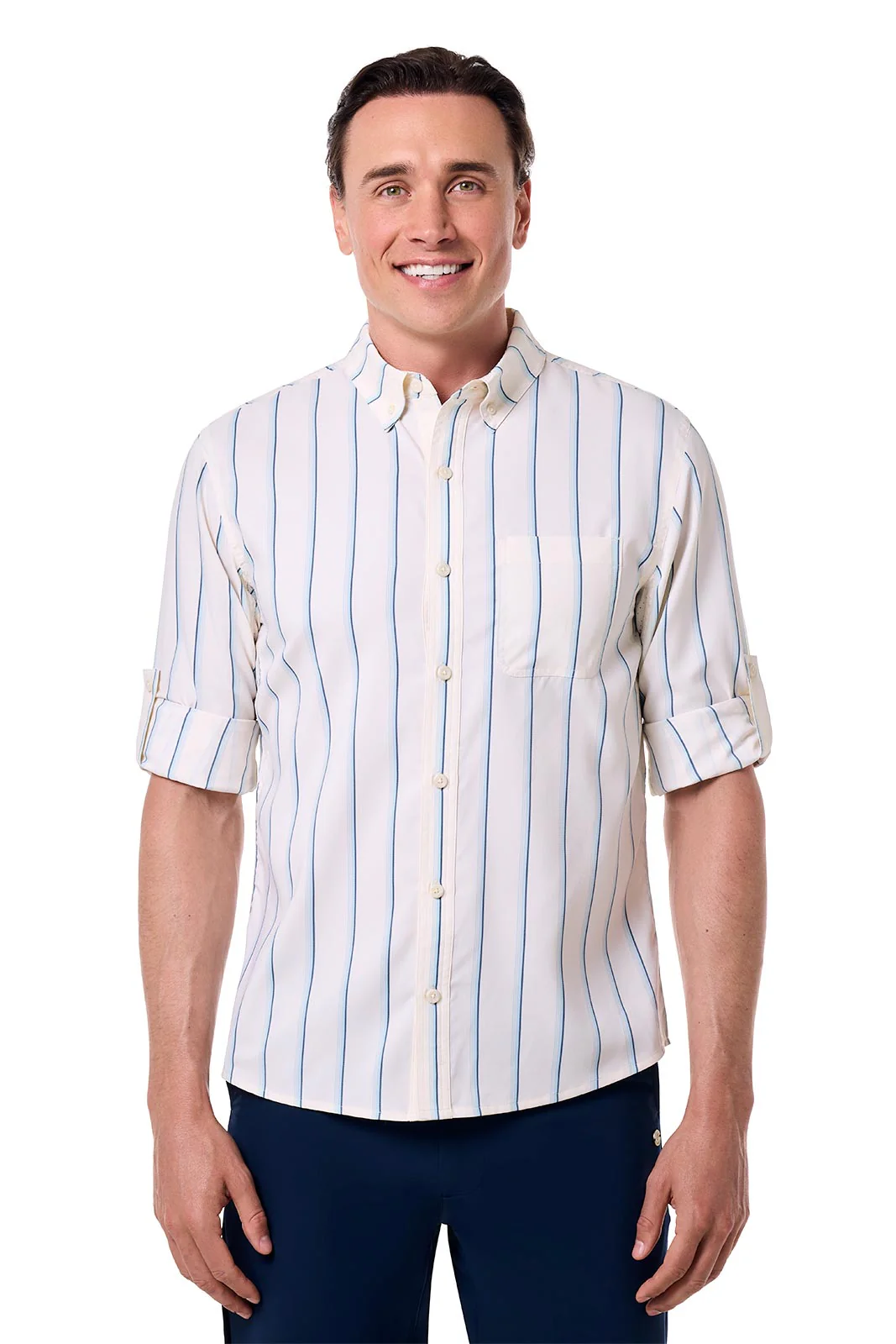 Men's Aricia Long Sleeve Shirt | Pearl/Skyride Stripe - Image 6