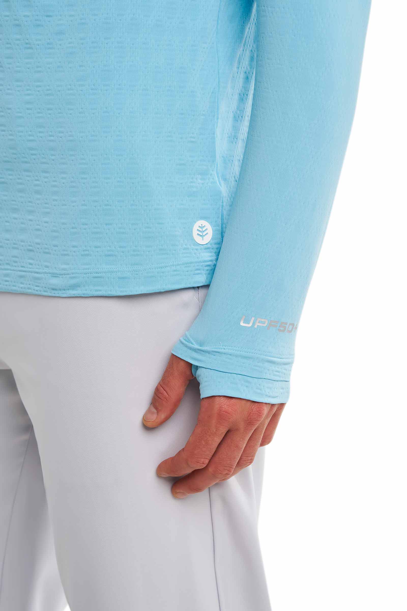 Men's Arobello Long Sleeve Golf Polo | Arctic Blue Diamond Jacquard - Image 10