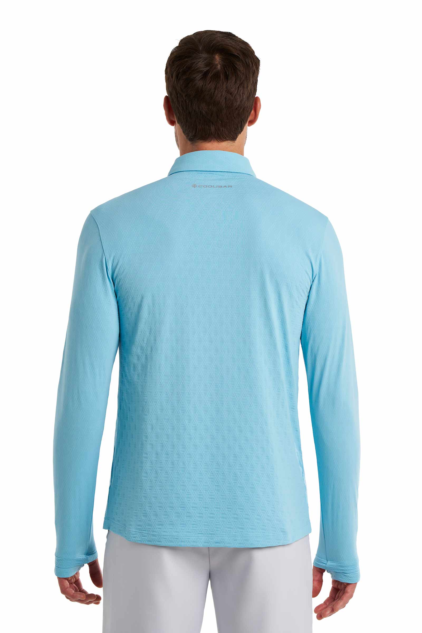 Men's Arobello Long Sleeve Golf Polo | Arctic Blue Diamond Jacquard - Image 6
