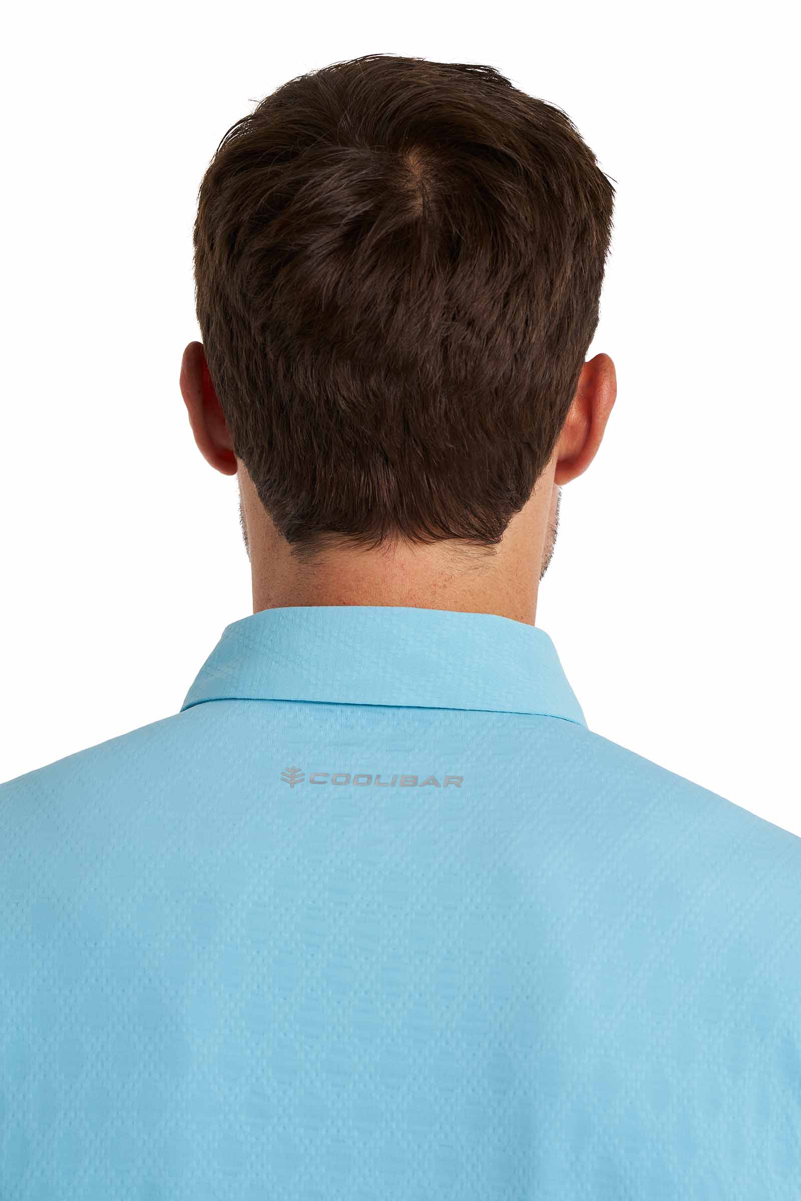 Men's Arobello Long Sleeve Golf Polo | Arctic Blue Diamond Jacquard - Image 9