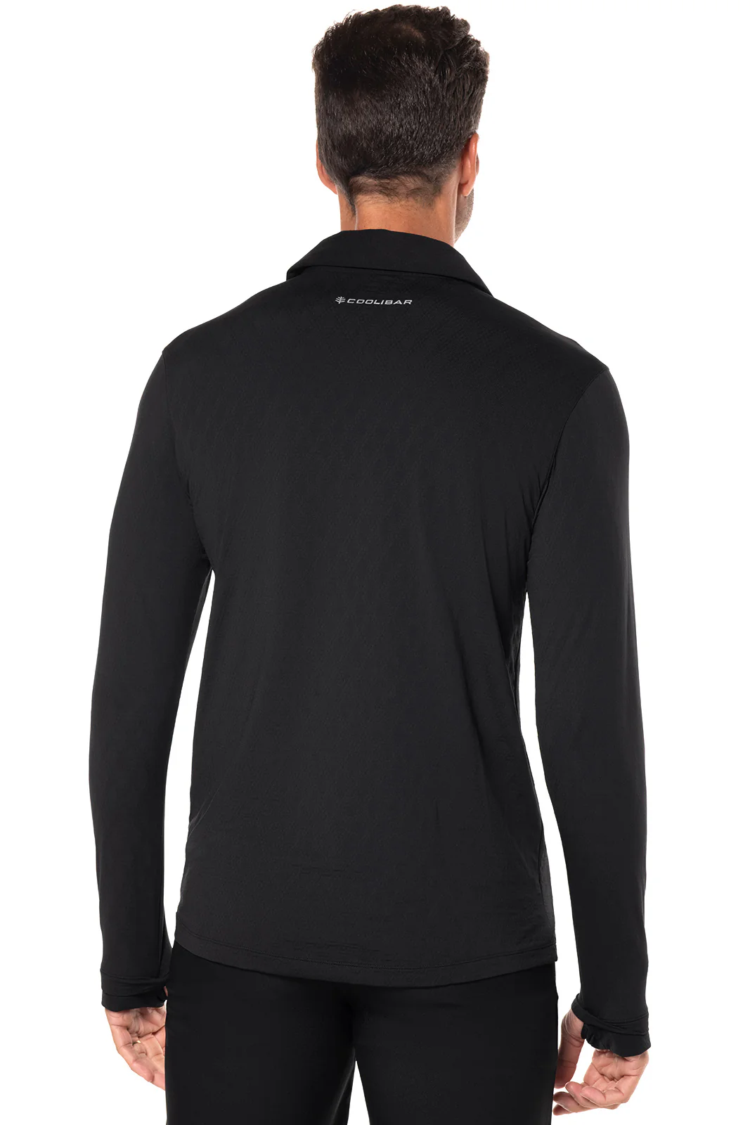 Men's Arobello Long Sleeve Golf Polo | Black Diamond Jacquard - Image 2
