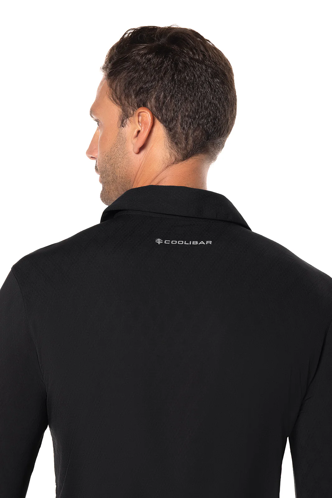 Men's Arobello Long Sleeve Golf Polo | Black Diamond Jacquard - Image 4