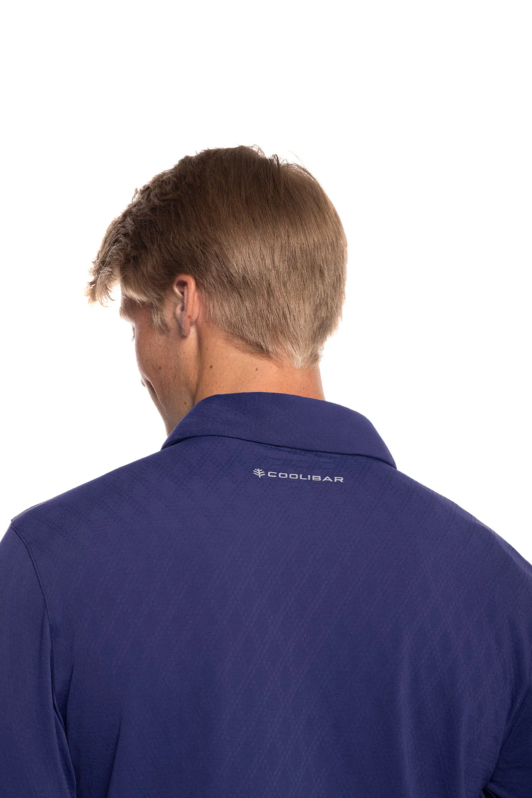Men's Arobello Long Sleeve Golf Polo | Navy Diamond Jacquard - Image 5