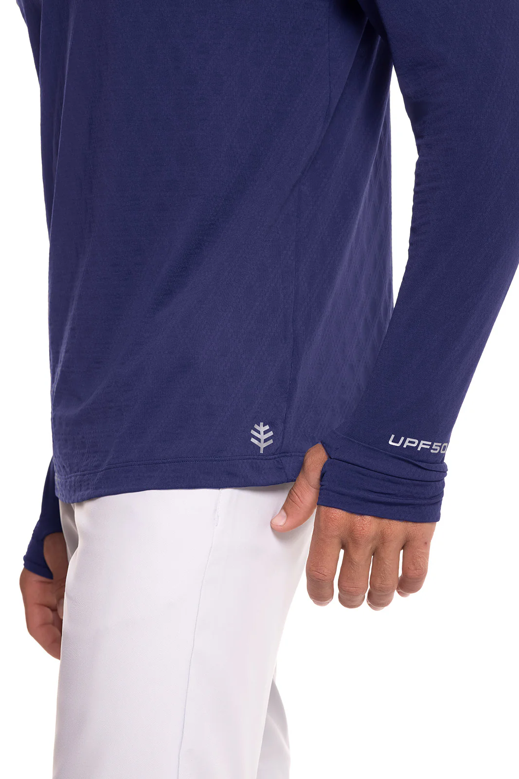 Men's Arobello Long Sleeve Golf Polo | Navy Diamond Jacquard - Image 6