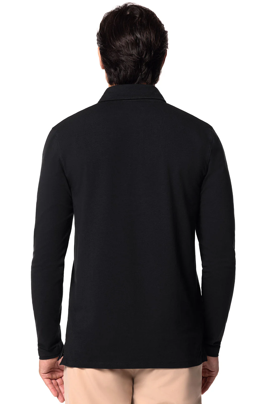 Men's Bal Harbour Long Sleeve Polo with Thumbholes | Black - Image 6