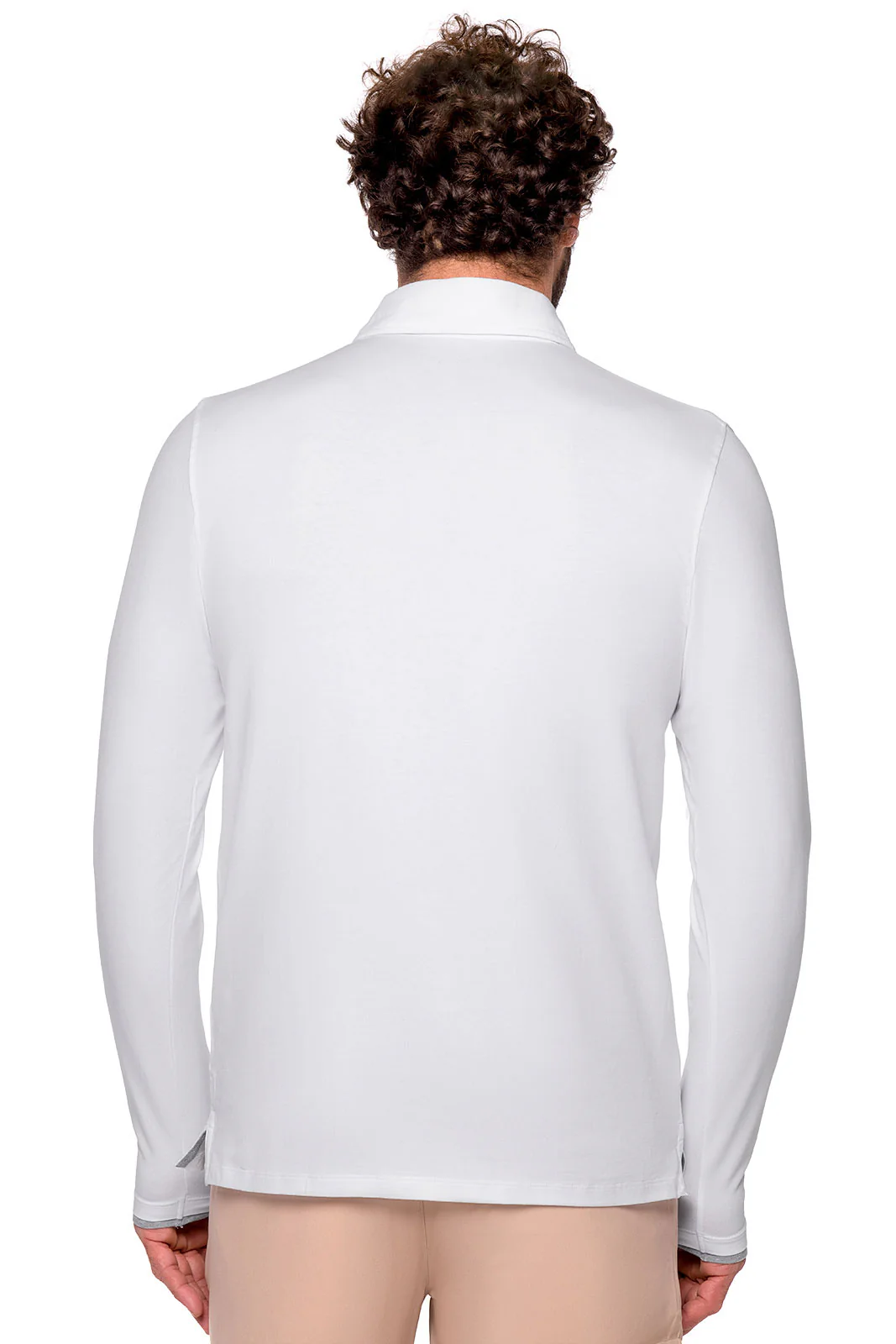 Men's Bal Harbour Long Sleeve Polo with Thumbholes | White - Image 3