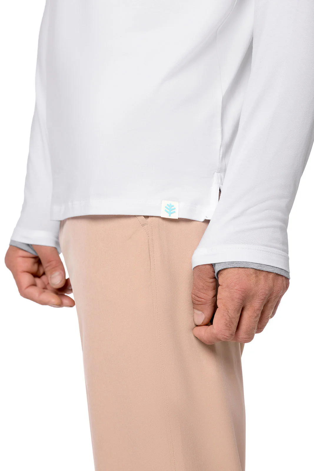 Men's Bal Harbour Long Sleeve Polo with Thumbholes | White - Image 5