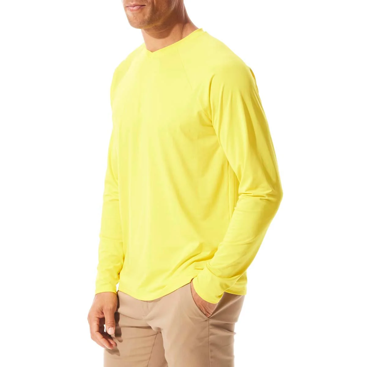Men's Bosun V-Neck Long Sleeve Tee | Nautic Yellow - Image 2