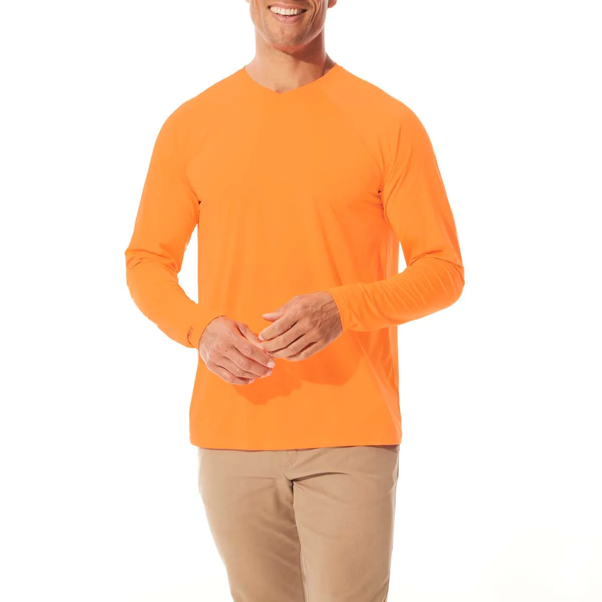 Men's Bosun V-Neck Long Sleeve Tee | Zone Orange