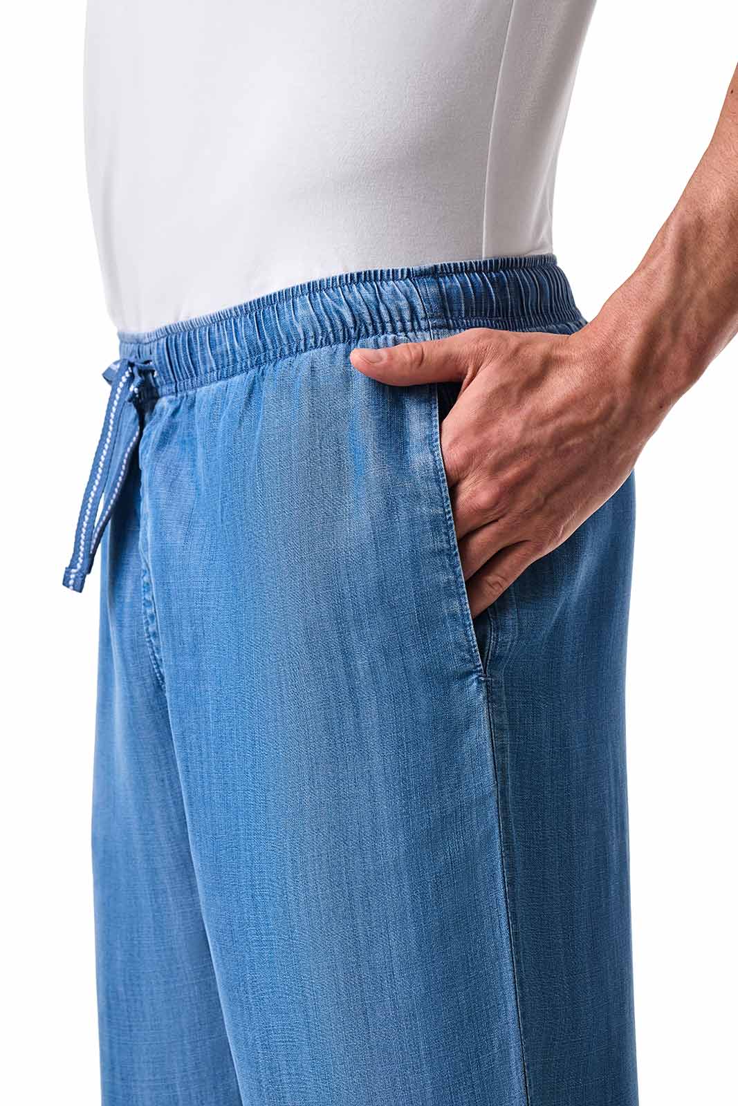 Men's Brickel Chambray Relaxed Fit Pants | Light Indigo Chambray - Image 5