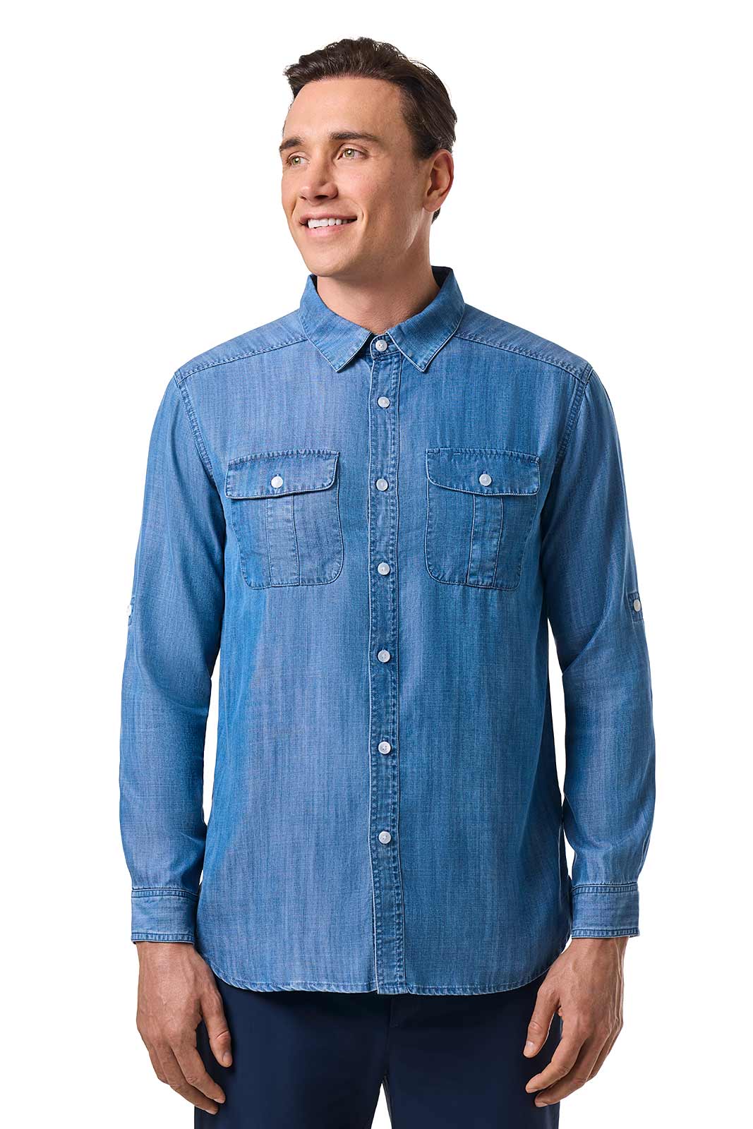 Men's Carson Chambray Long Sleeve Shirt | Light Indigo Chambray - Image 2