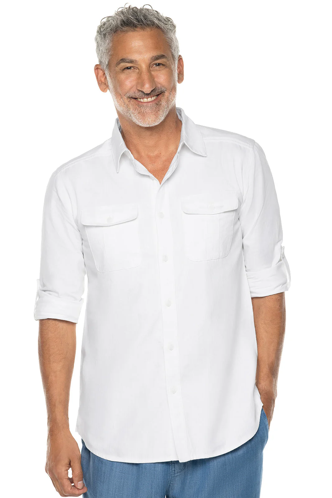 Men's Carson Chambray Long Sleeve Shirt | White Chambray - Image 5