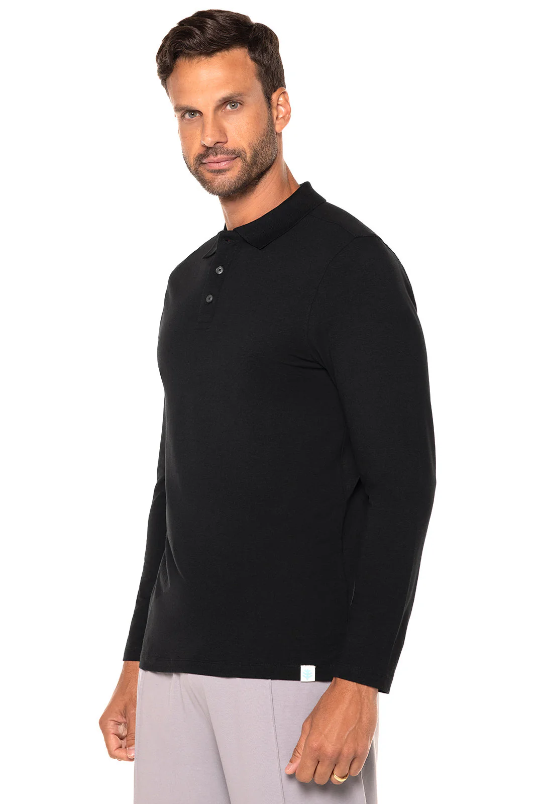 Men's Coppitt Long Sleeve Weekend Polo | Black - Image 3