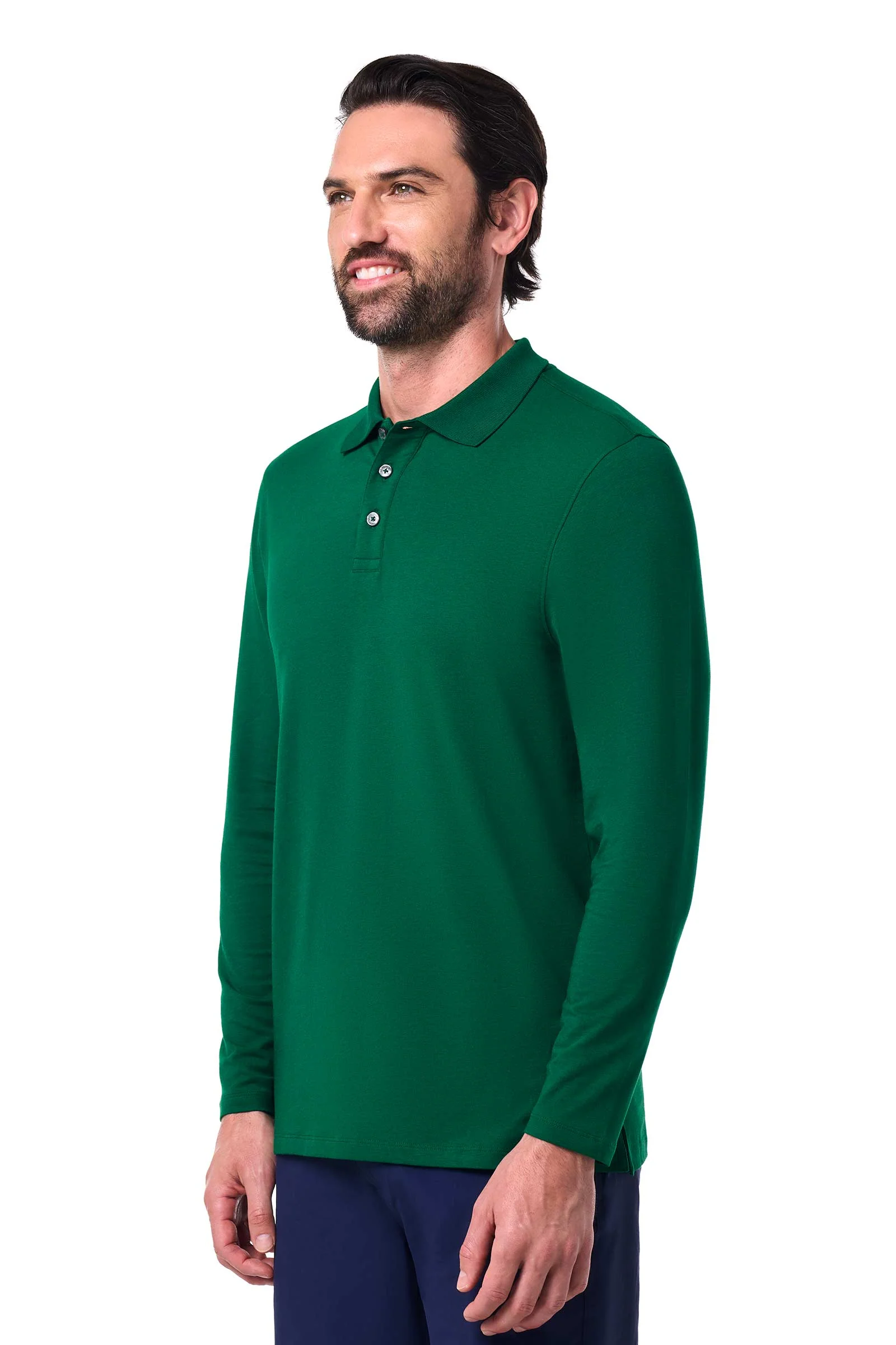Men's Coppitt Long Sleeve Weekend Polo | Eden Green - Image 4