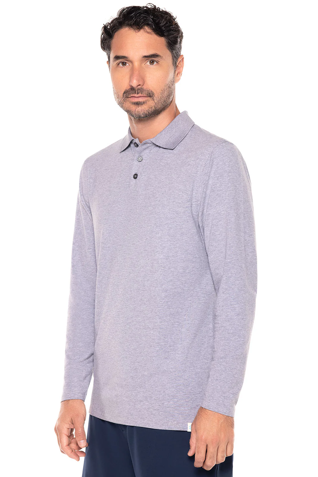 Men's Coppitt Long Sleeve Weekend Polo | Grey Heather - Image 3