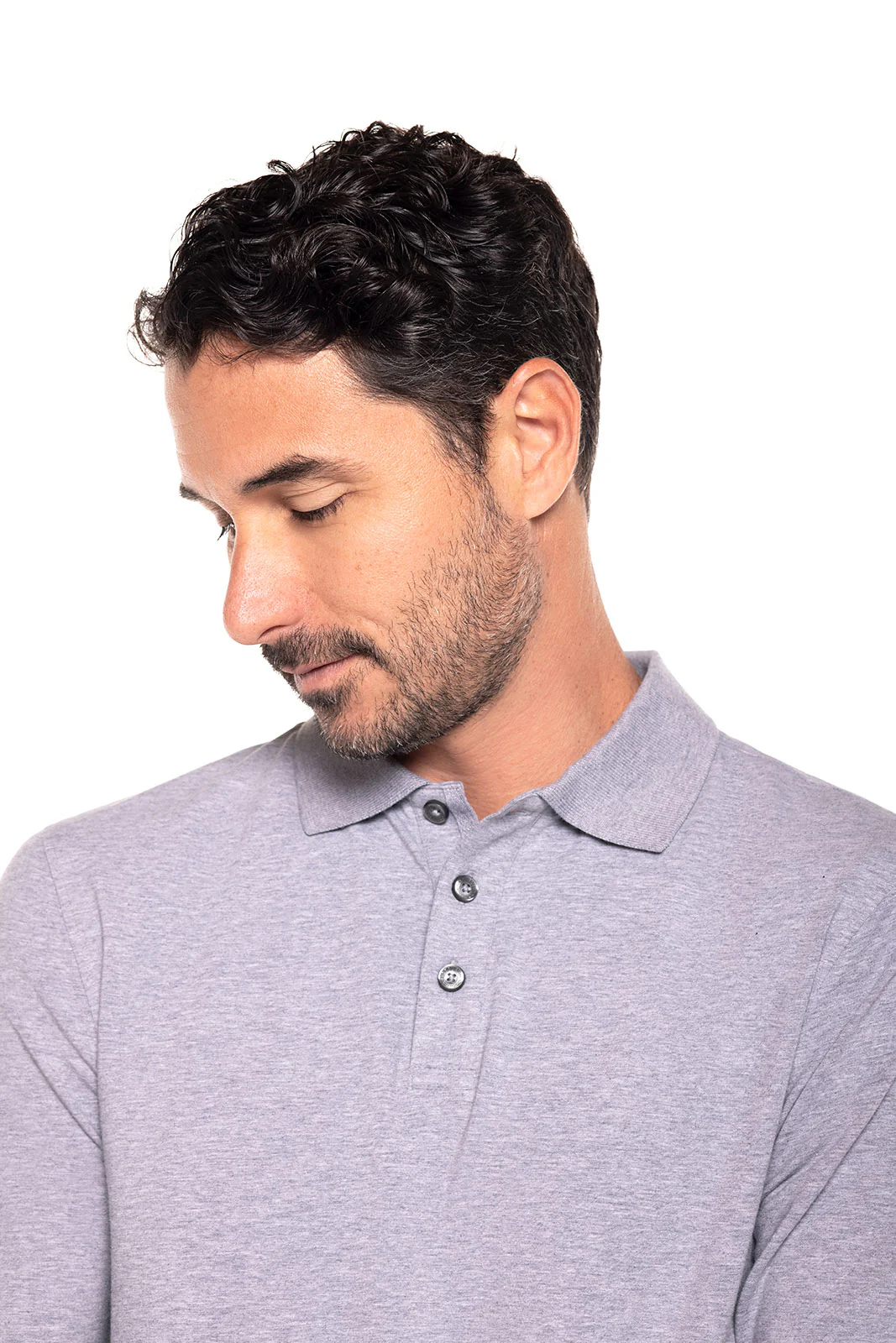 Men's Coppitt Long Sleeve Weekend Polo | Grey Heather - Image 4