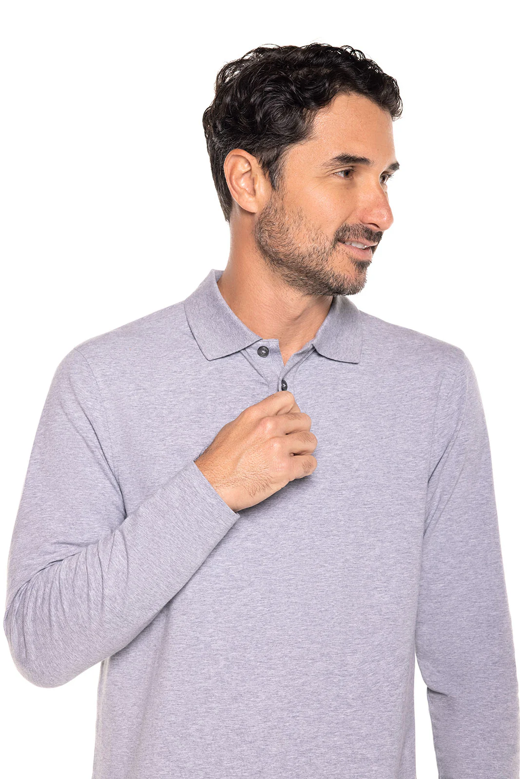 Men's Coppitt Long Sleeve Weekend Polo | Grey Heather - Image 6