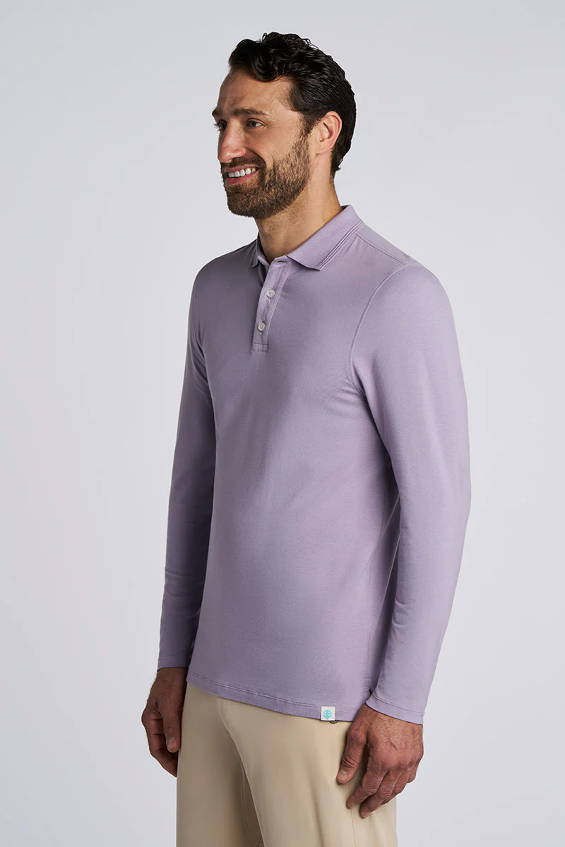 Men's Coppitt Long Sleeve Weekend Polo | Lavender Gray - Image 3