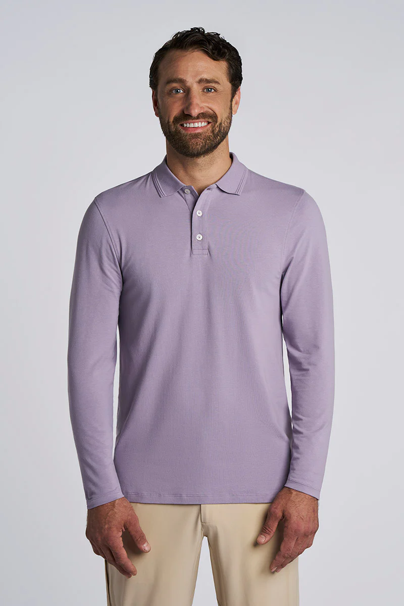 Men's Coppitt Long Sleeve Weekend Polo | Lavender Gray - Image 6