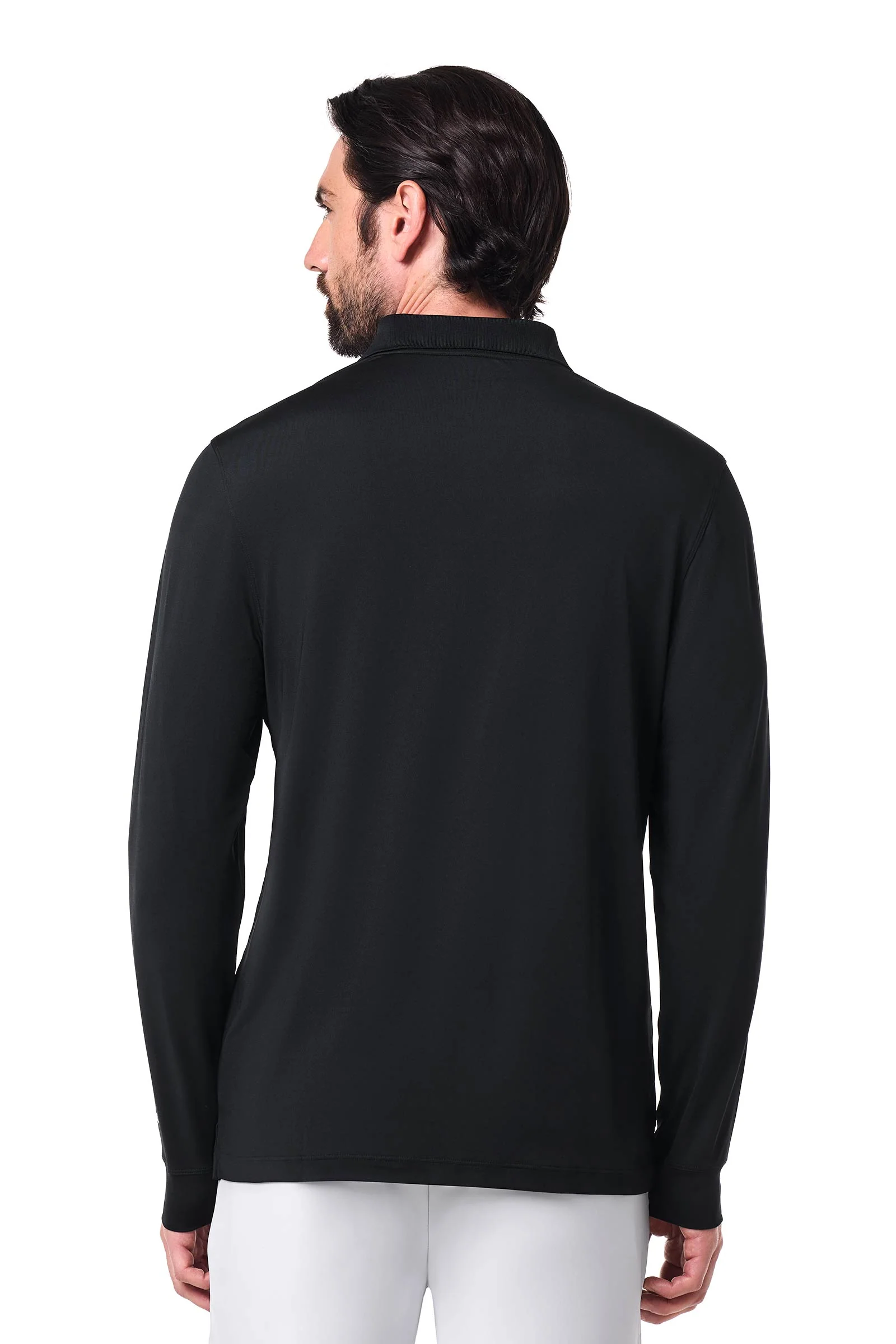 Men's Erodym Long Sleeve Sports Polo | Black - Image 4
