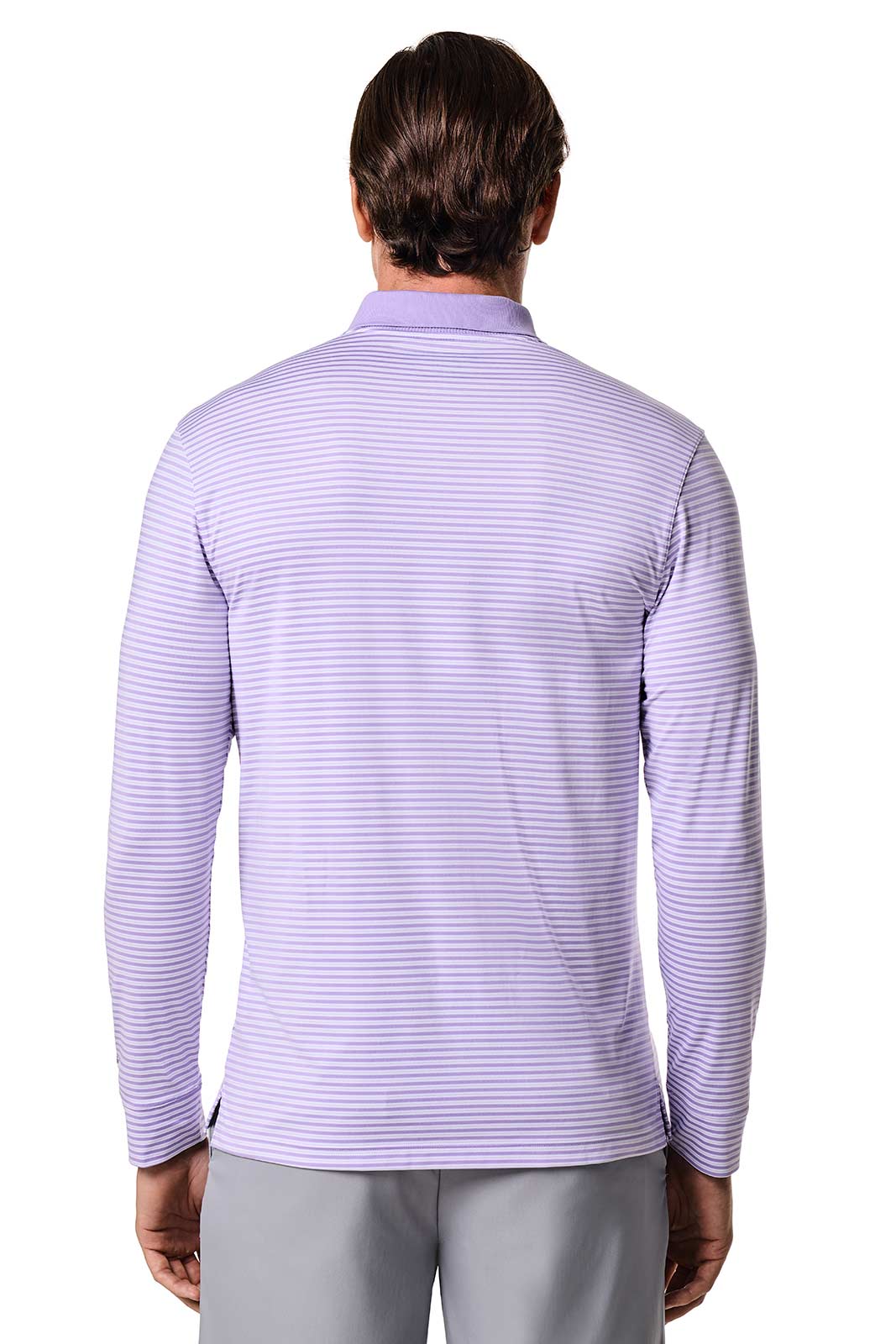 Men's Erodym Long Sleeve Sports Polo | Lavendula/White Stripe - Image 4