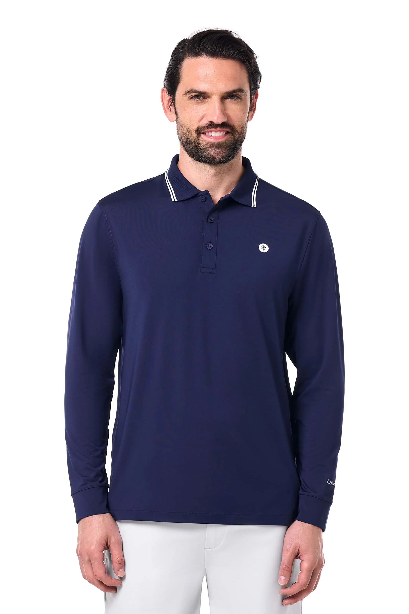 Men's Erodym Long Sleeve Sports Polo | Navy - Image 2