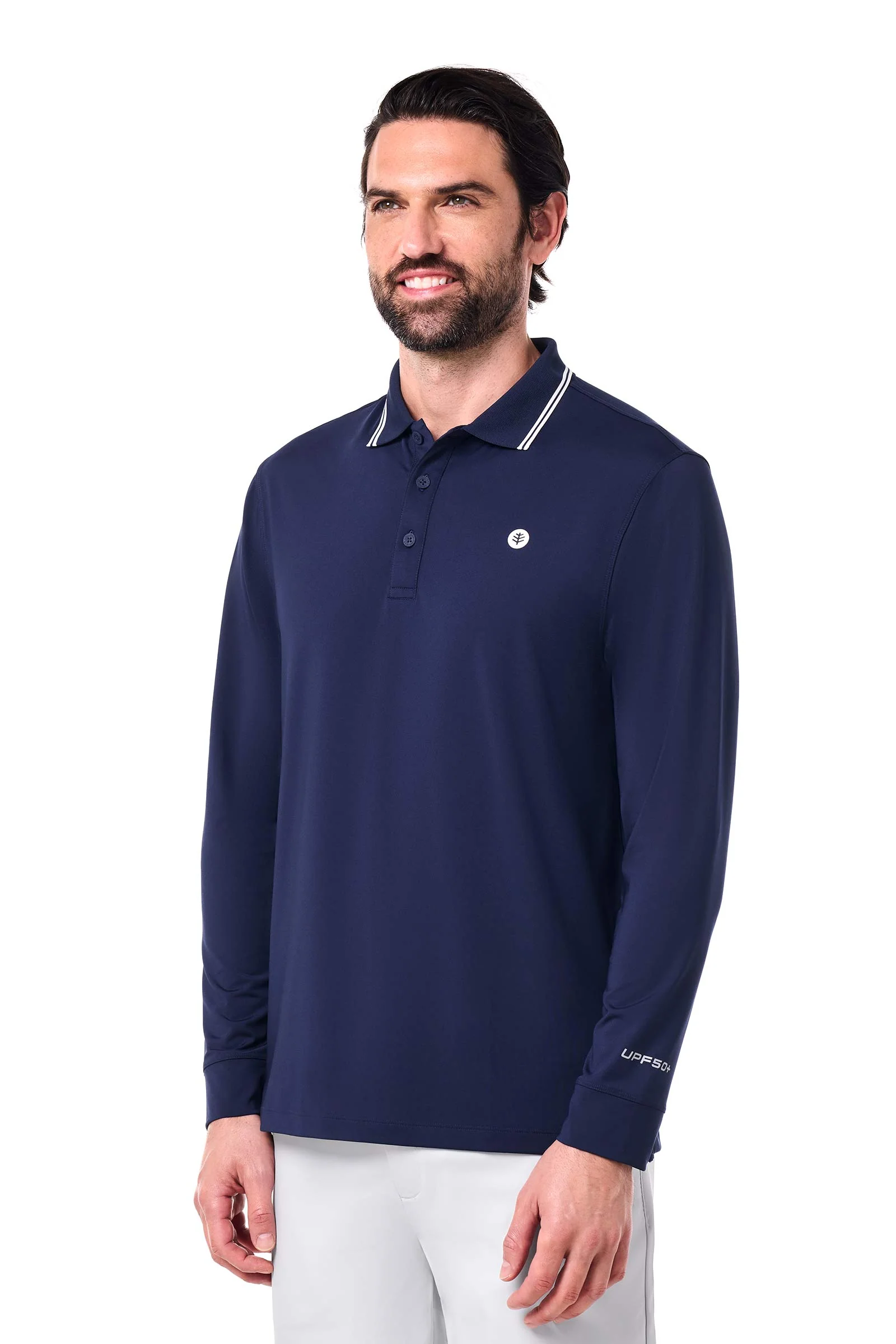 Men's Erodym Long Sleeve Sports Polo | Navy - Image 3